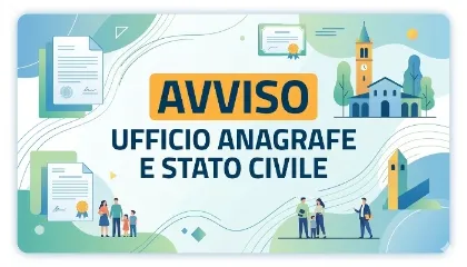 MODIFICA ORARIO UFFICIO ANAGRAFE SOLO PER IL GIORNO 21 SETTEMBRE 2026